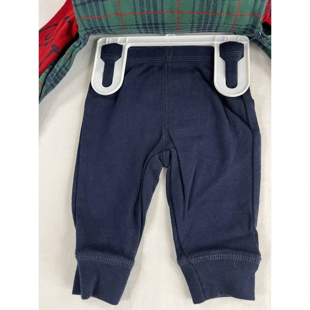 Carter's Baby 3M 3pc Penguin Winter Outfit Plaid Long‎ Sleeve Bodysuit Pants NWT